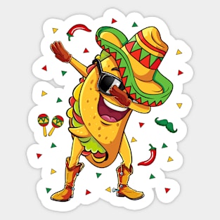 Dabbing Taco Cinco de Mayo Mexican Food Dab Boys Men Sticker